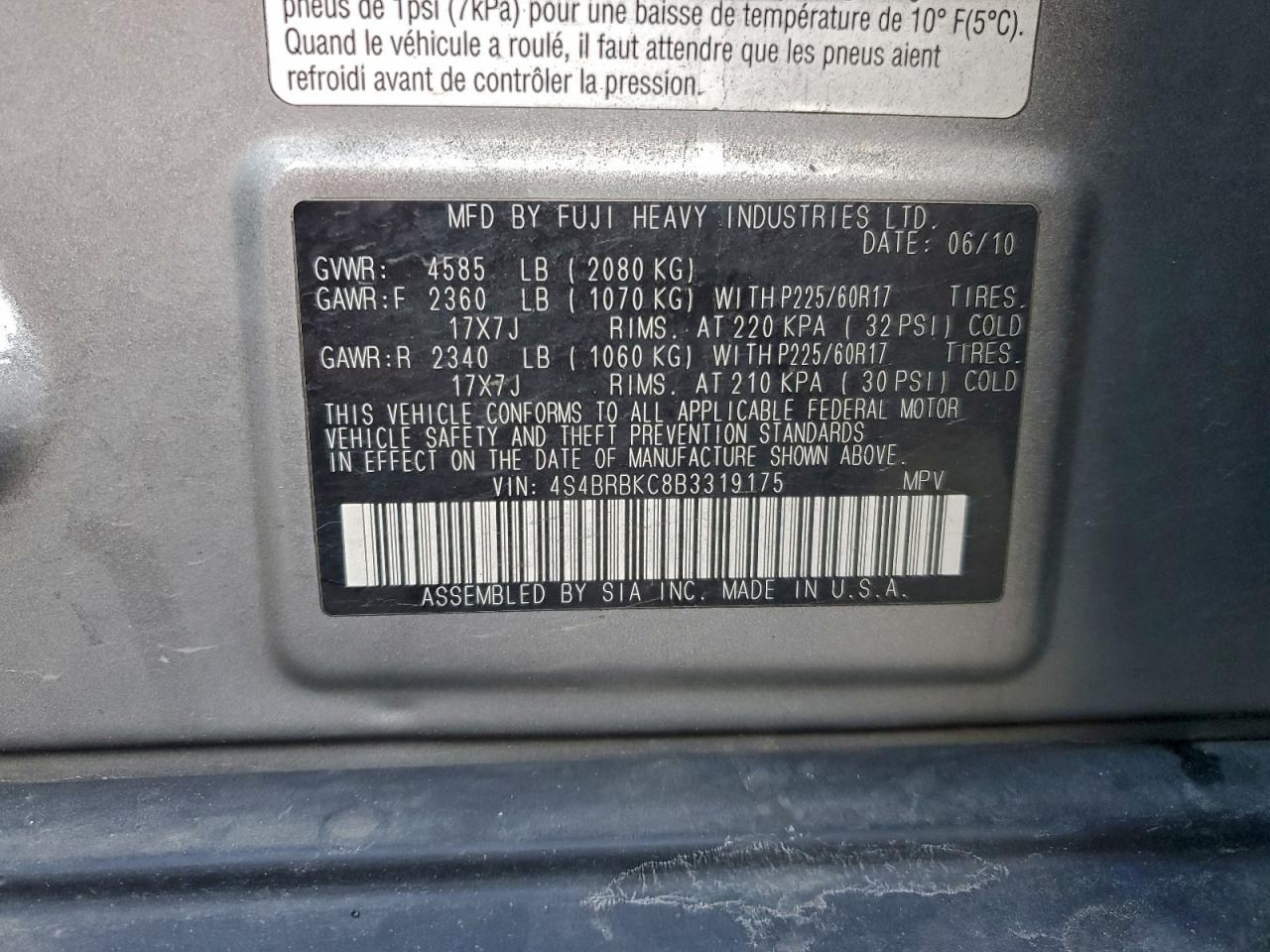 2011 SUBARU OUTBACK 2.5I LIMITED photo 13