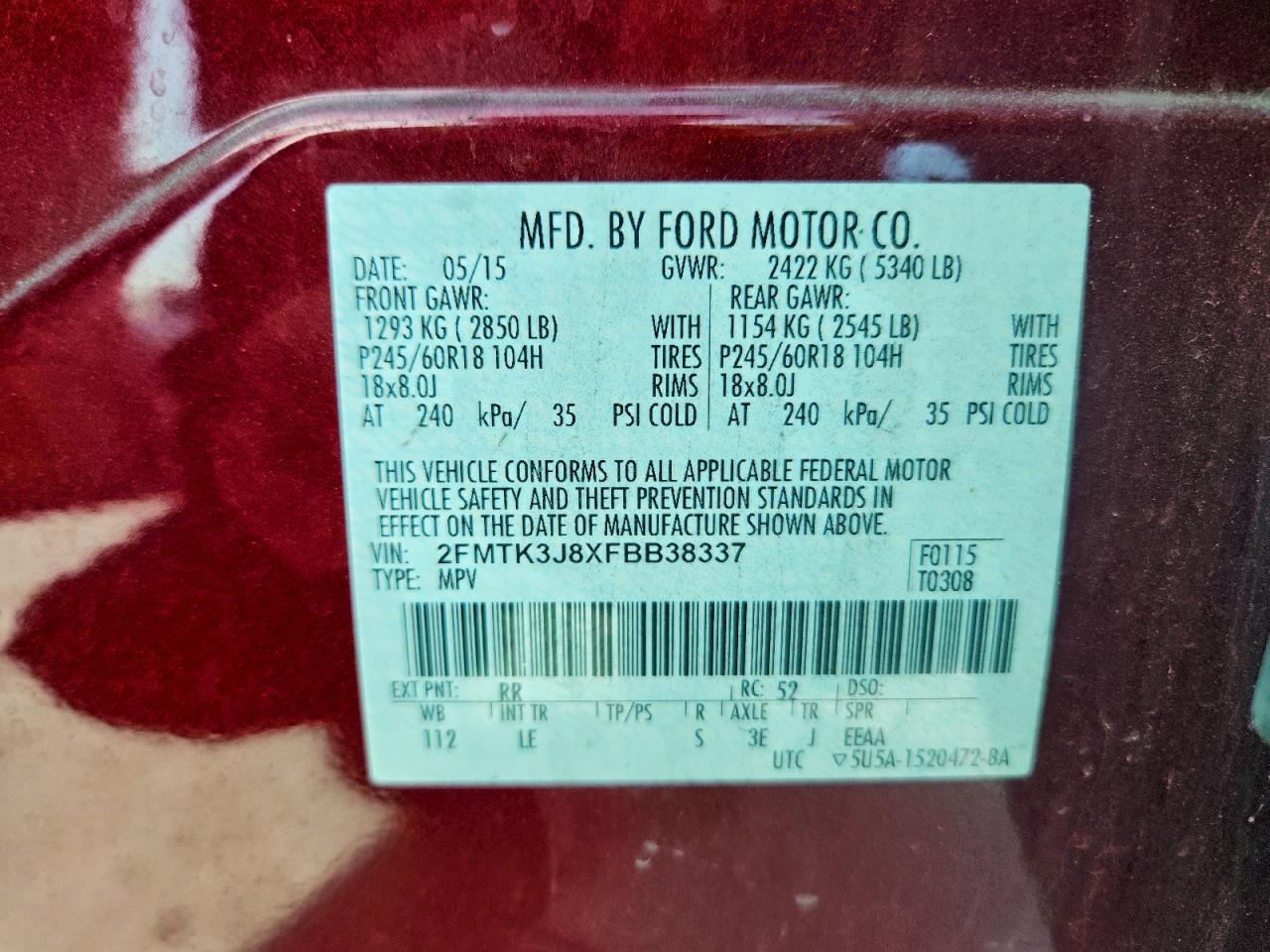 2015 FORD EDGE SEL photo 13