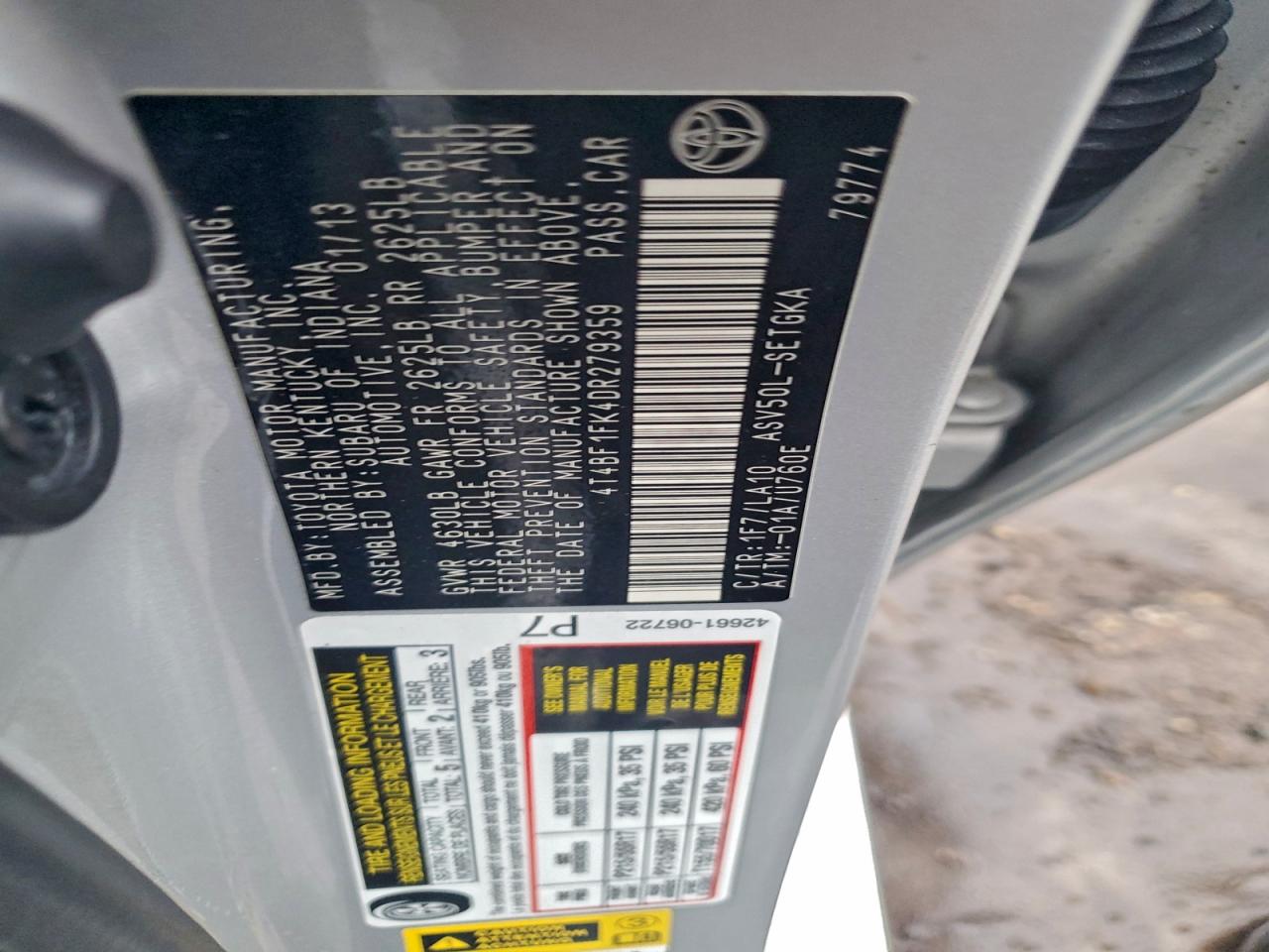 2013 TOYOTA CAMRY L photo 12