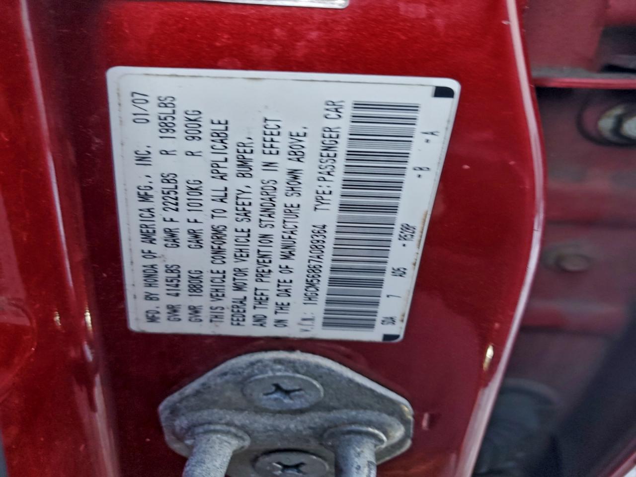 2007 HONDA ACCORD EX photo 12