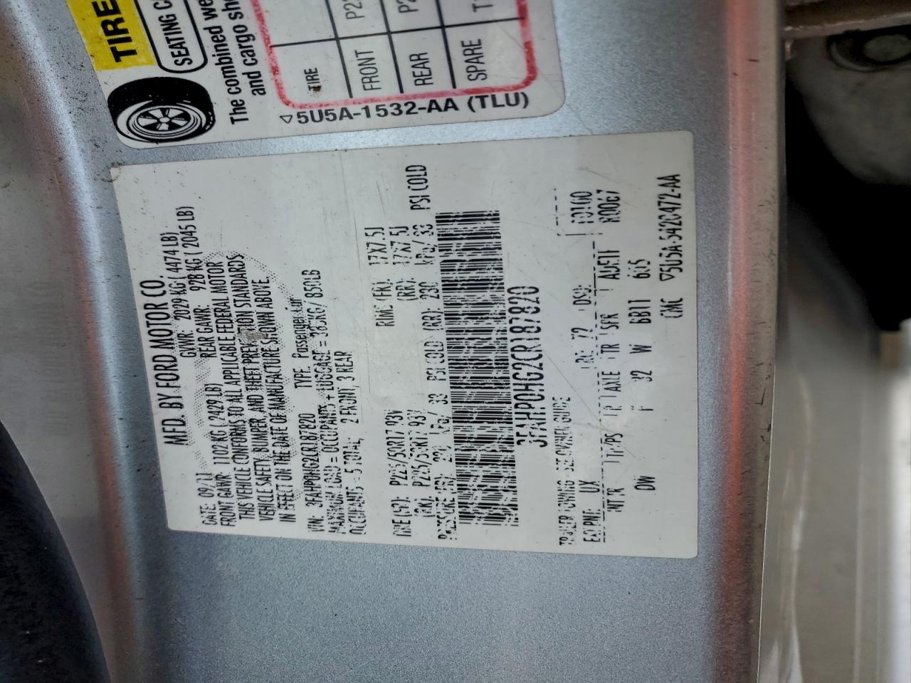 2012 FORD FUSION SE photo 10