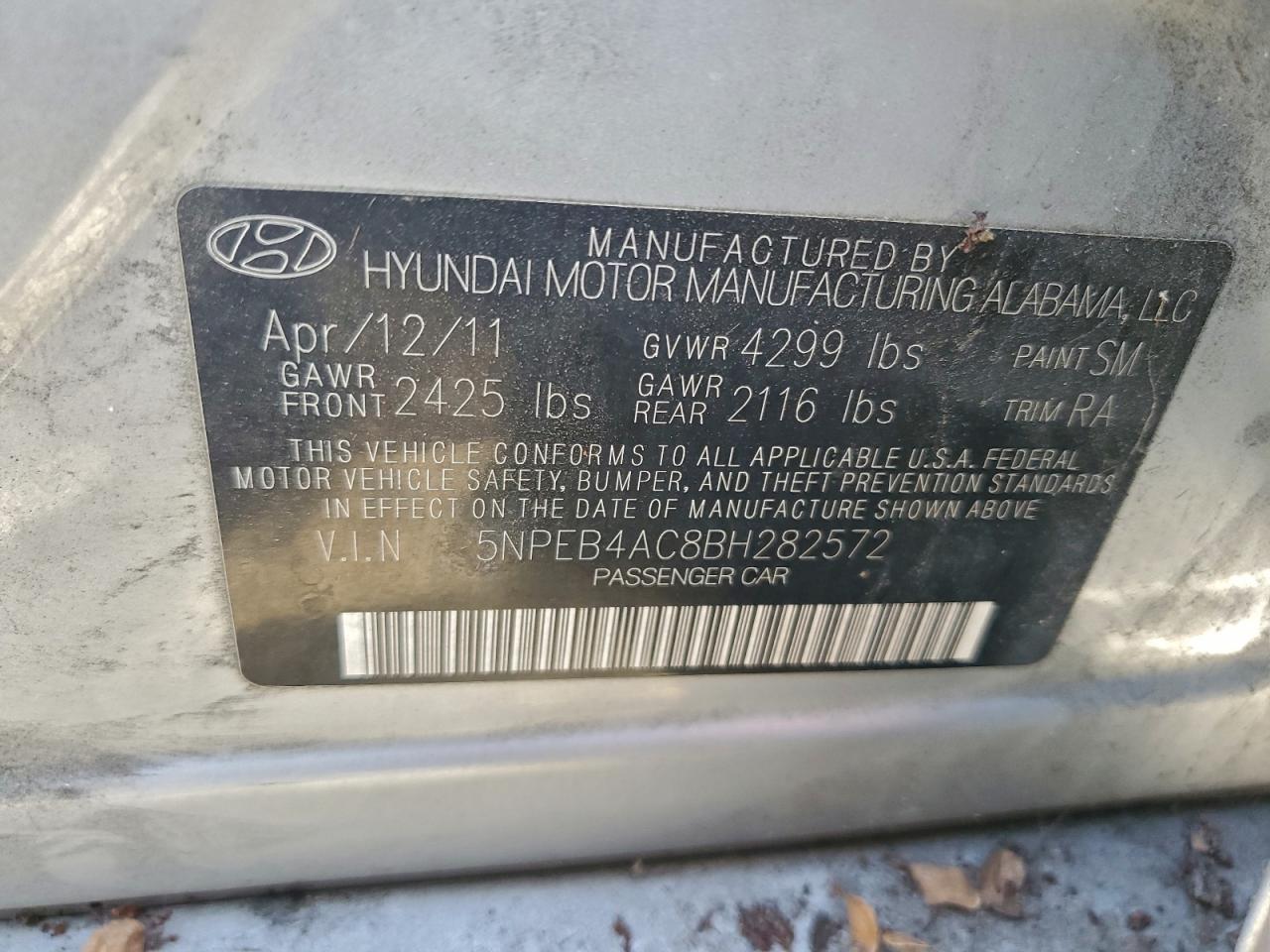 2011 HYUNDAI SONATA GLS photo 23