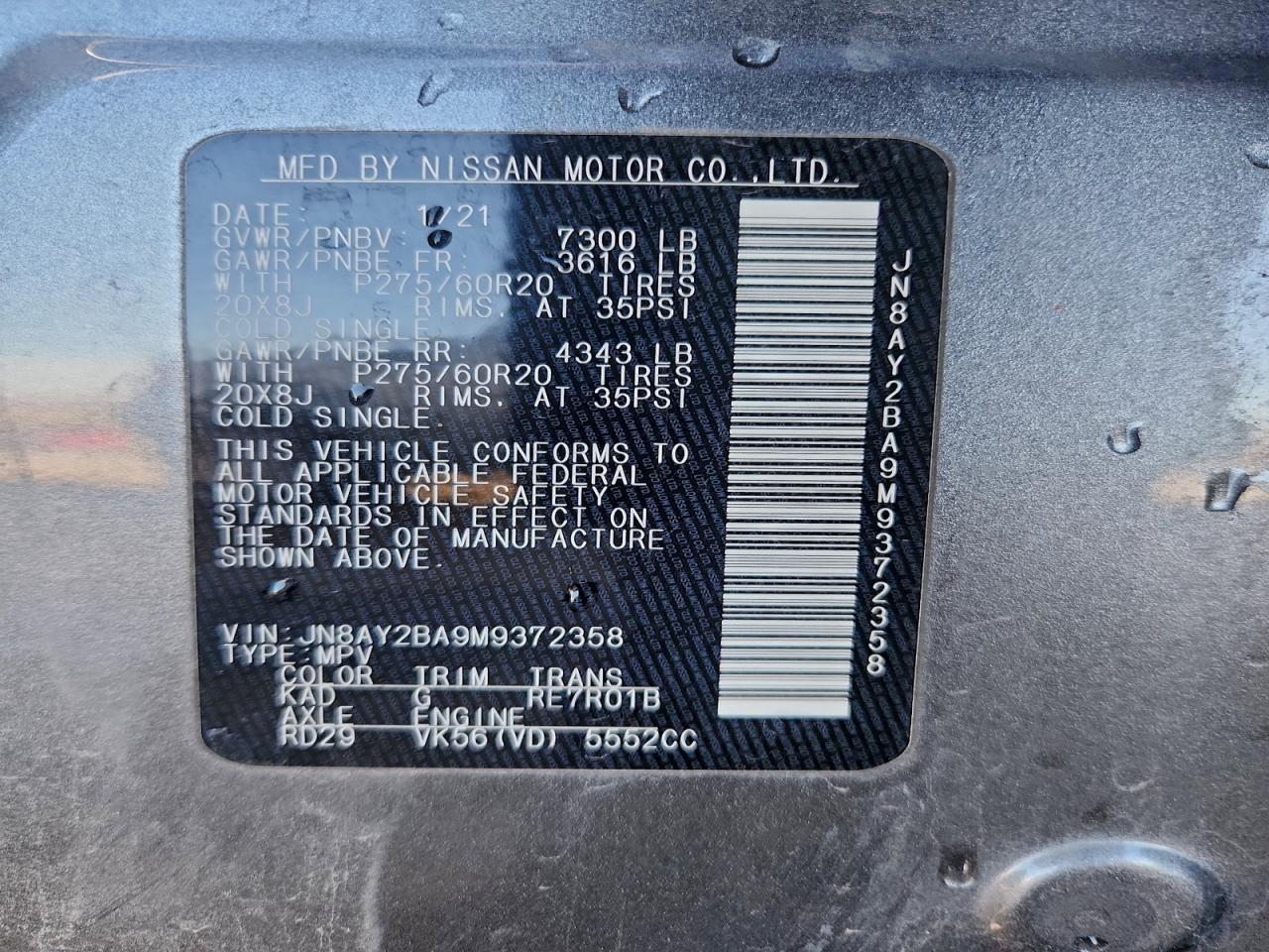 2021 NISSAN ARMADA SL photo 14