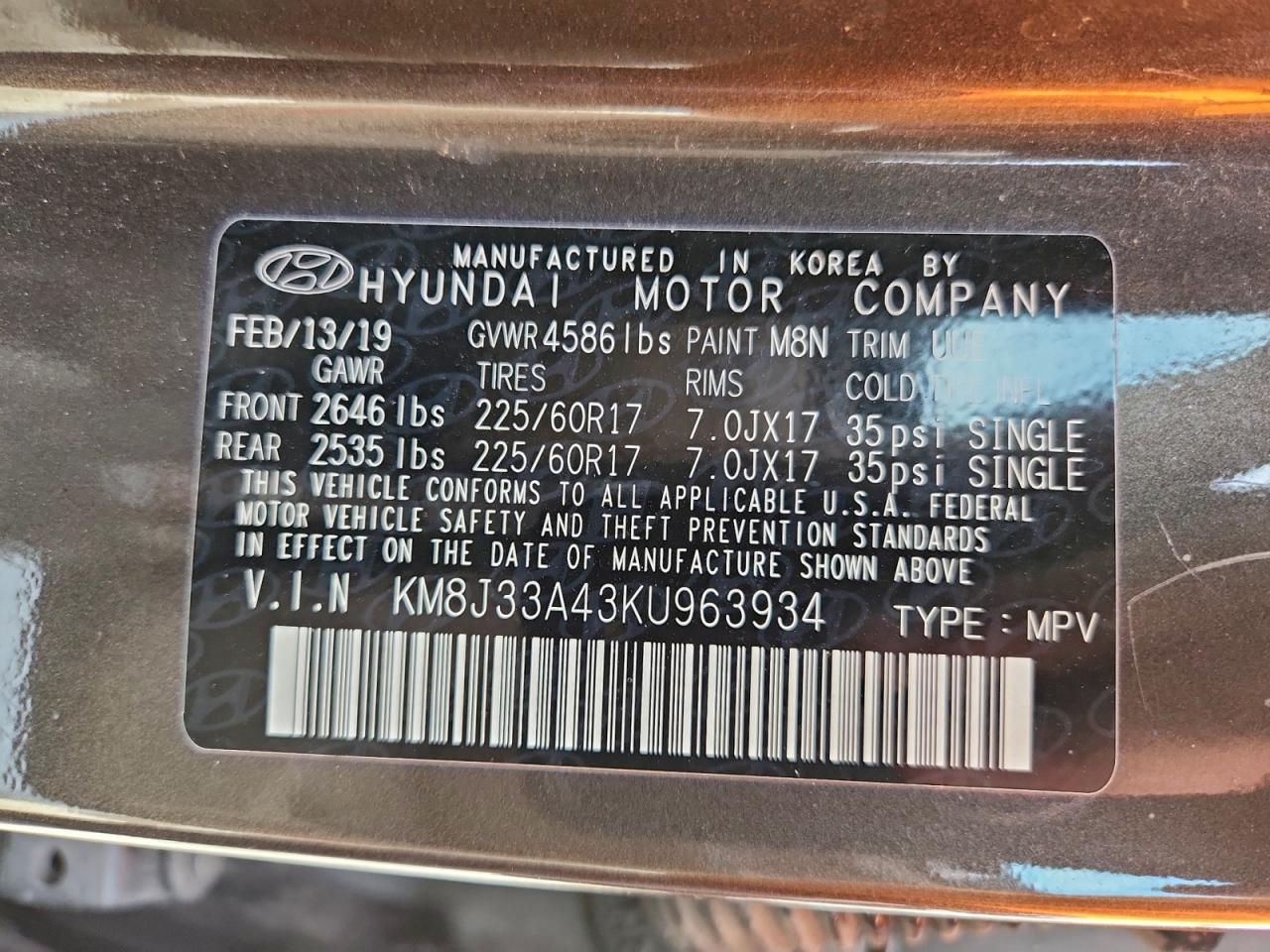 2019 HYUNDAI TUCSON LIMITED photo 12