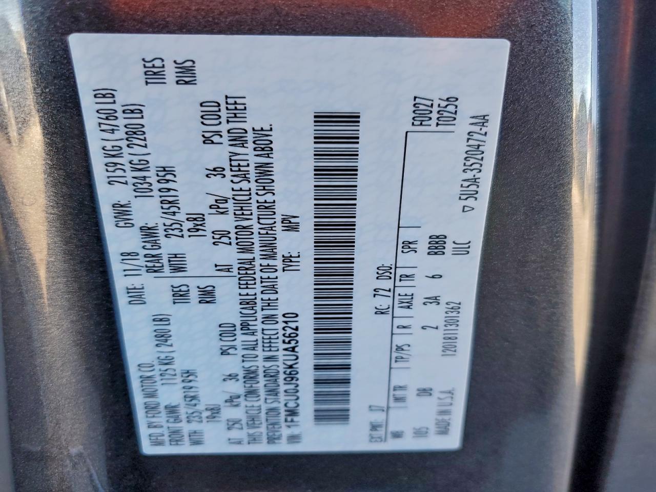 2019 FORD ESCAPE TITANIUM photo 13