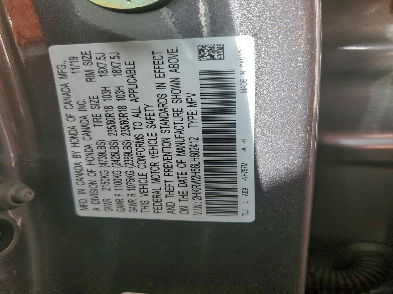 2020 HONDA CR-V EX photo 14