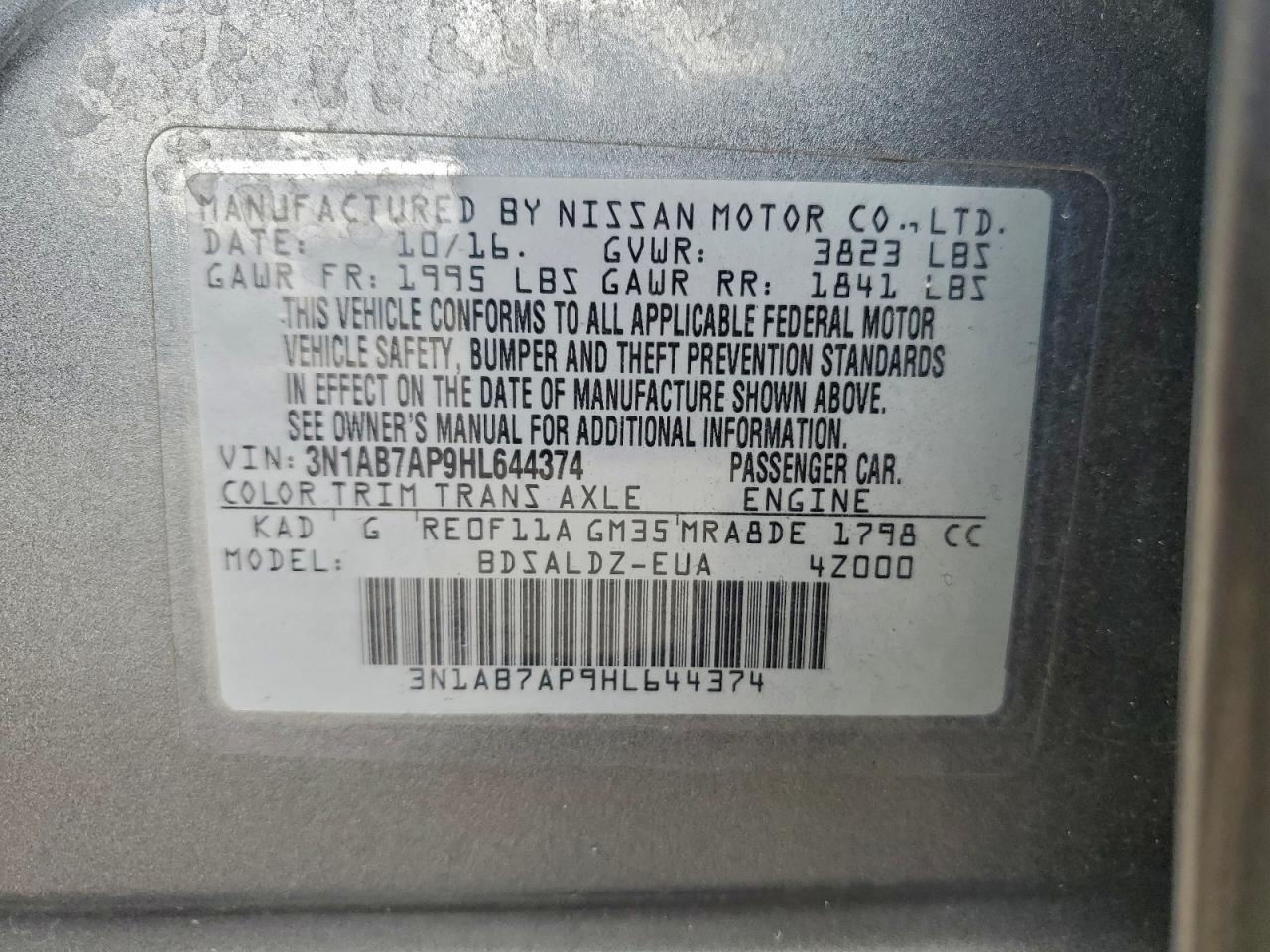 2017 NISSAN SENTRA S photo 12