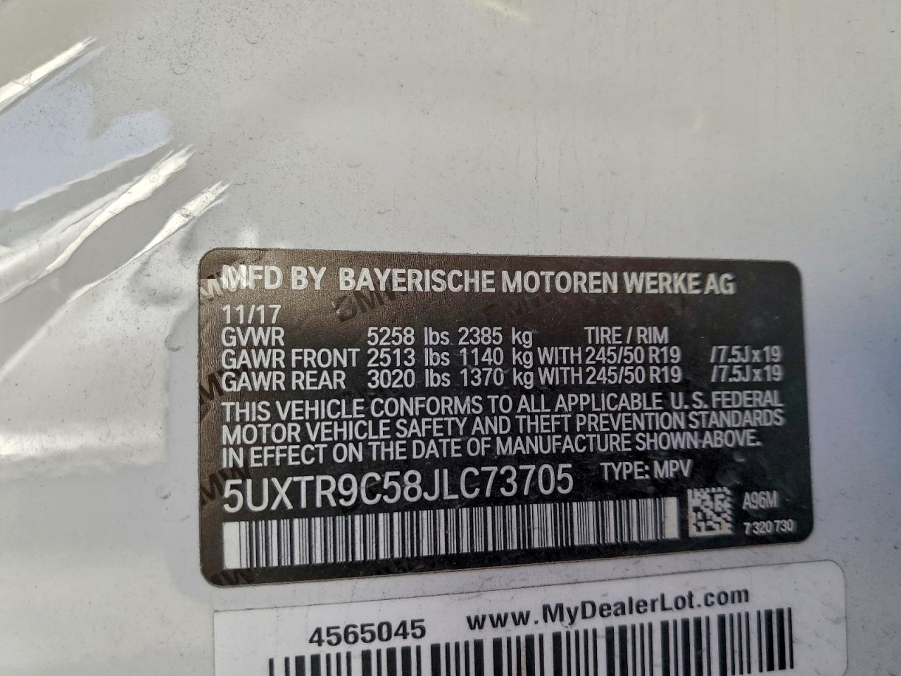 2018 BMW X3 XDRIVE30I photo 12