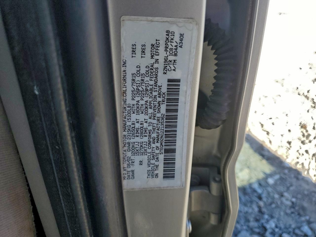 2002 TOYOTA TACOMA DOUBLE CAB PRERUNNER photo 12