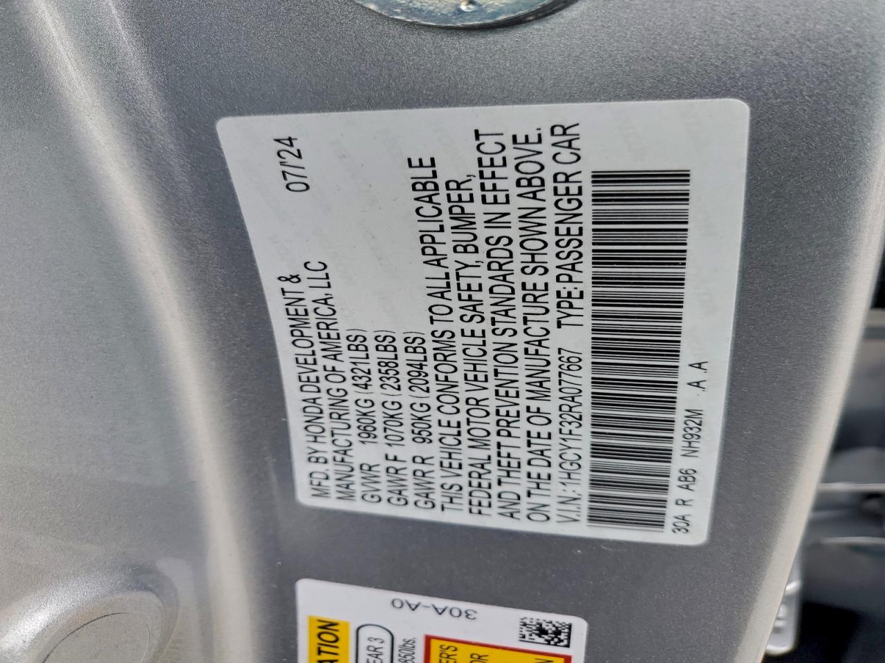 2024 HONDA ACCORD EX photo 12