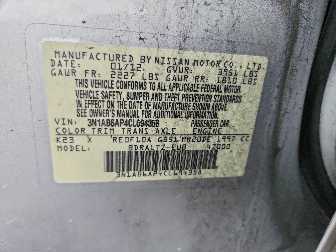 2012 NISSAN SENTRA 2.0 photo 12