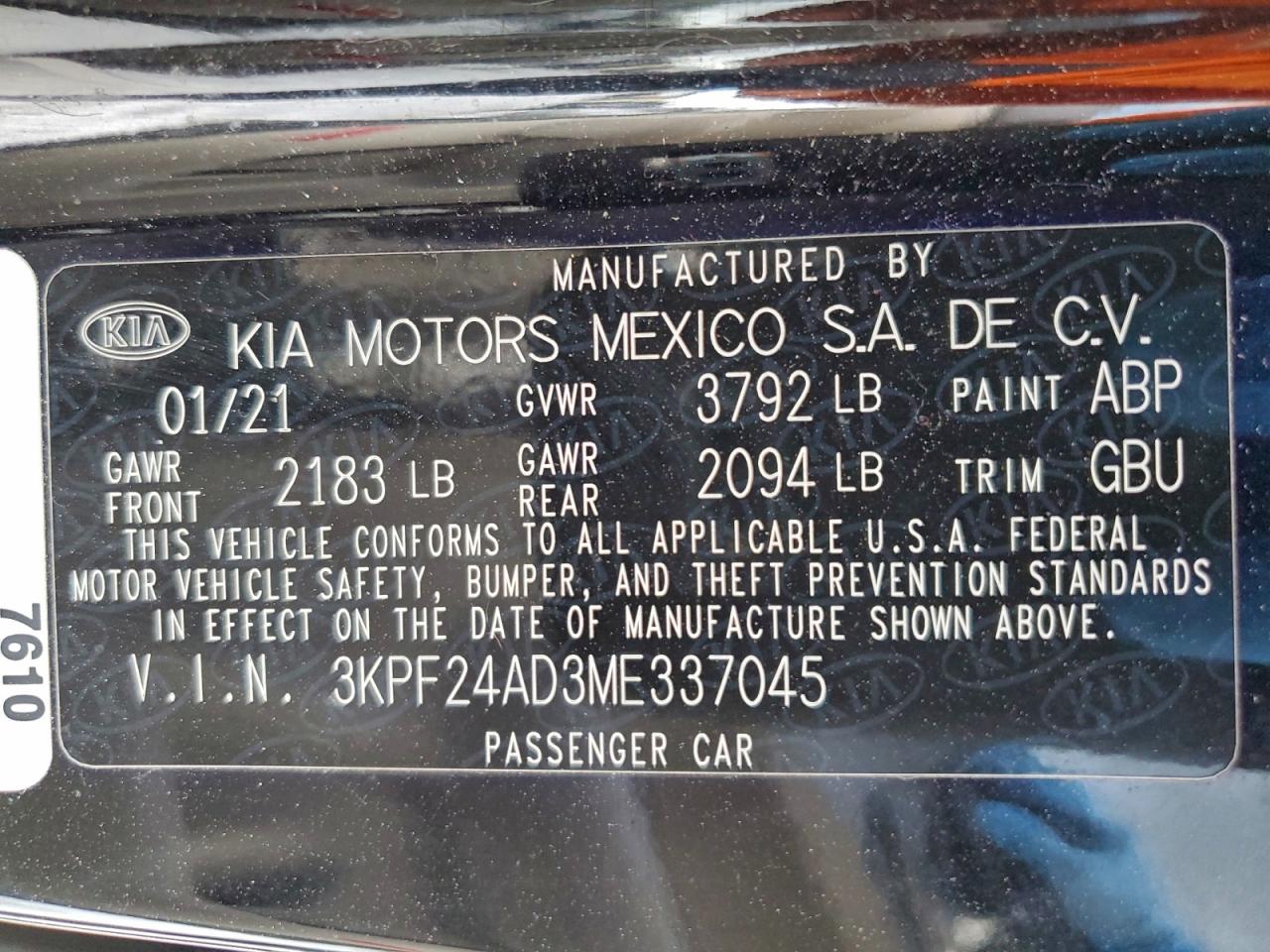 2021 KIA FORTE FE photo 12