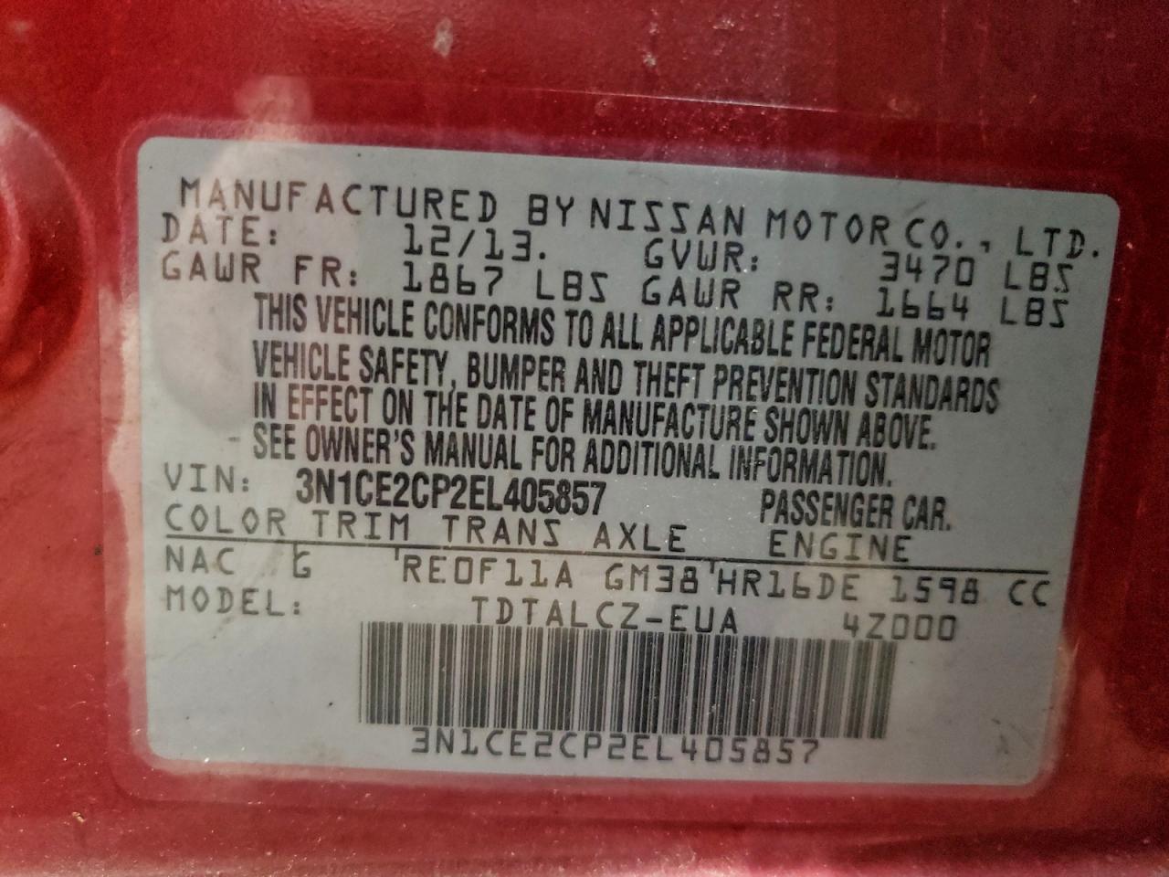 2014 NISSAN VERSA NOTE S photo 12