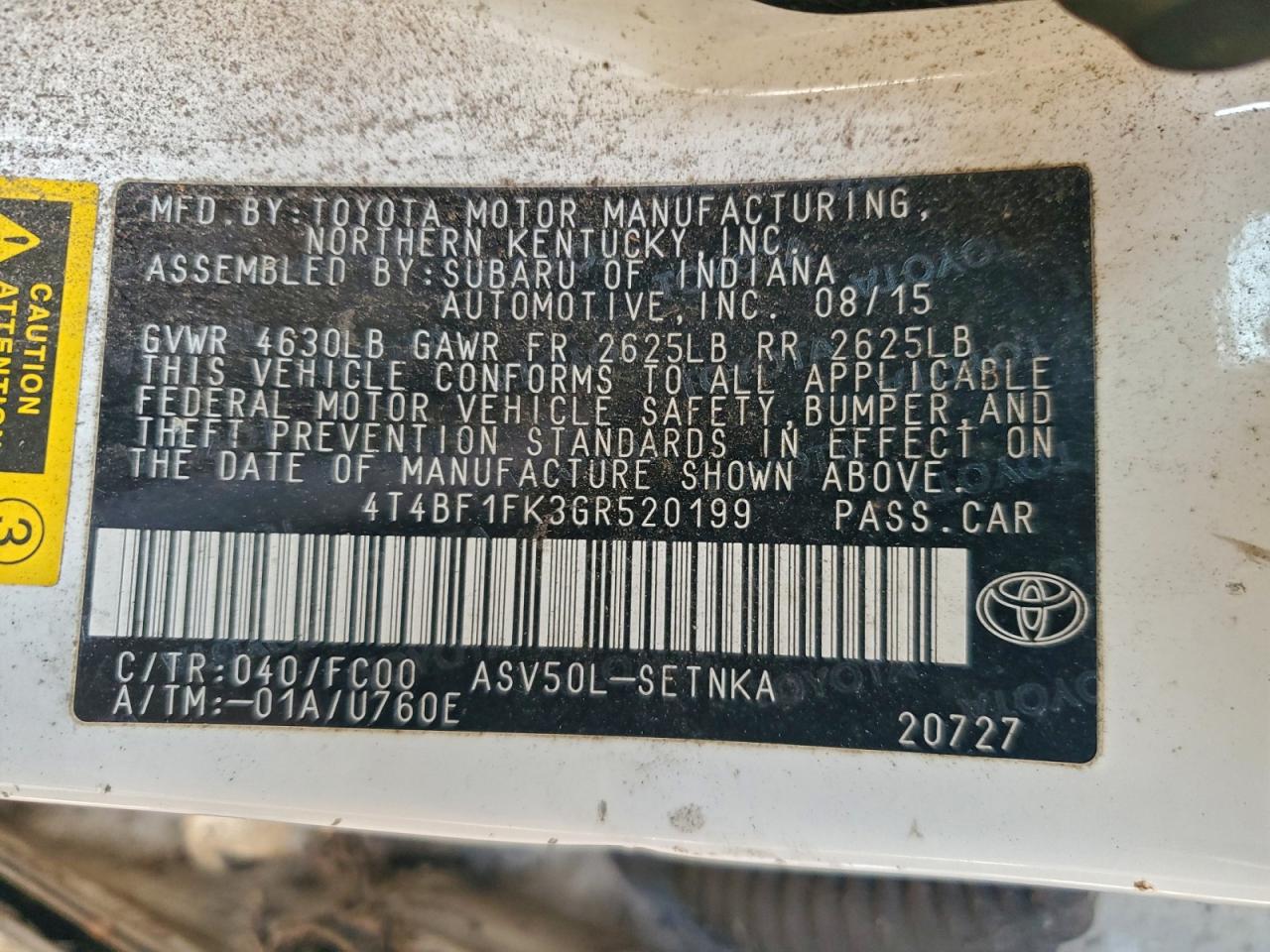 2016 TOYOTA CAMRY LE photo 12