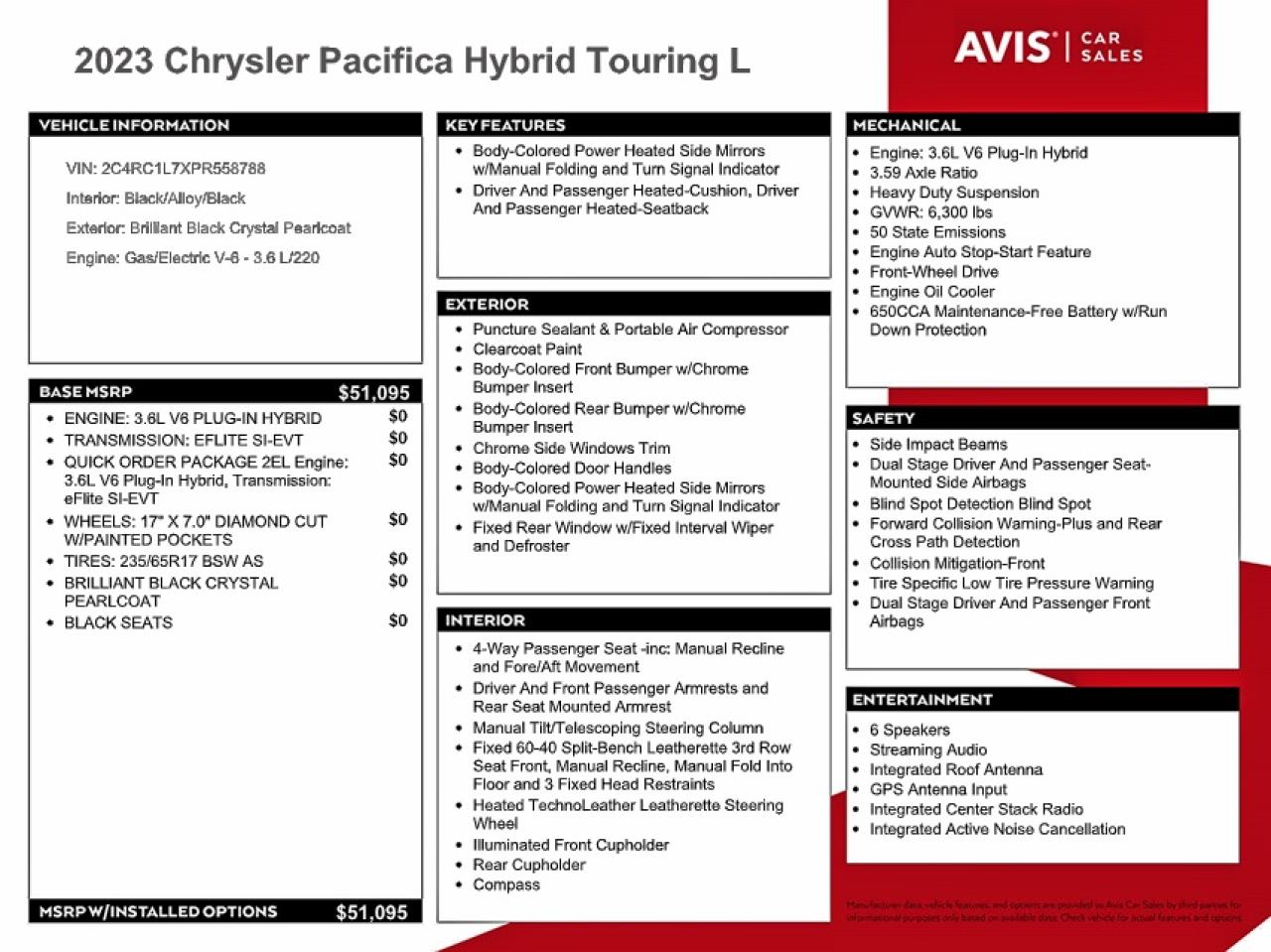 2023 CHRYSLER PACIFICA HYBRID TOURING L photo 13