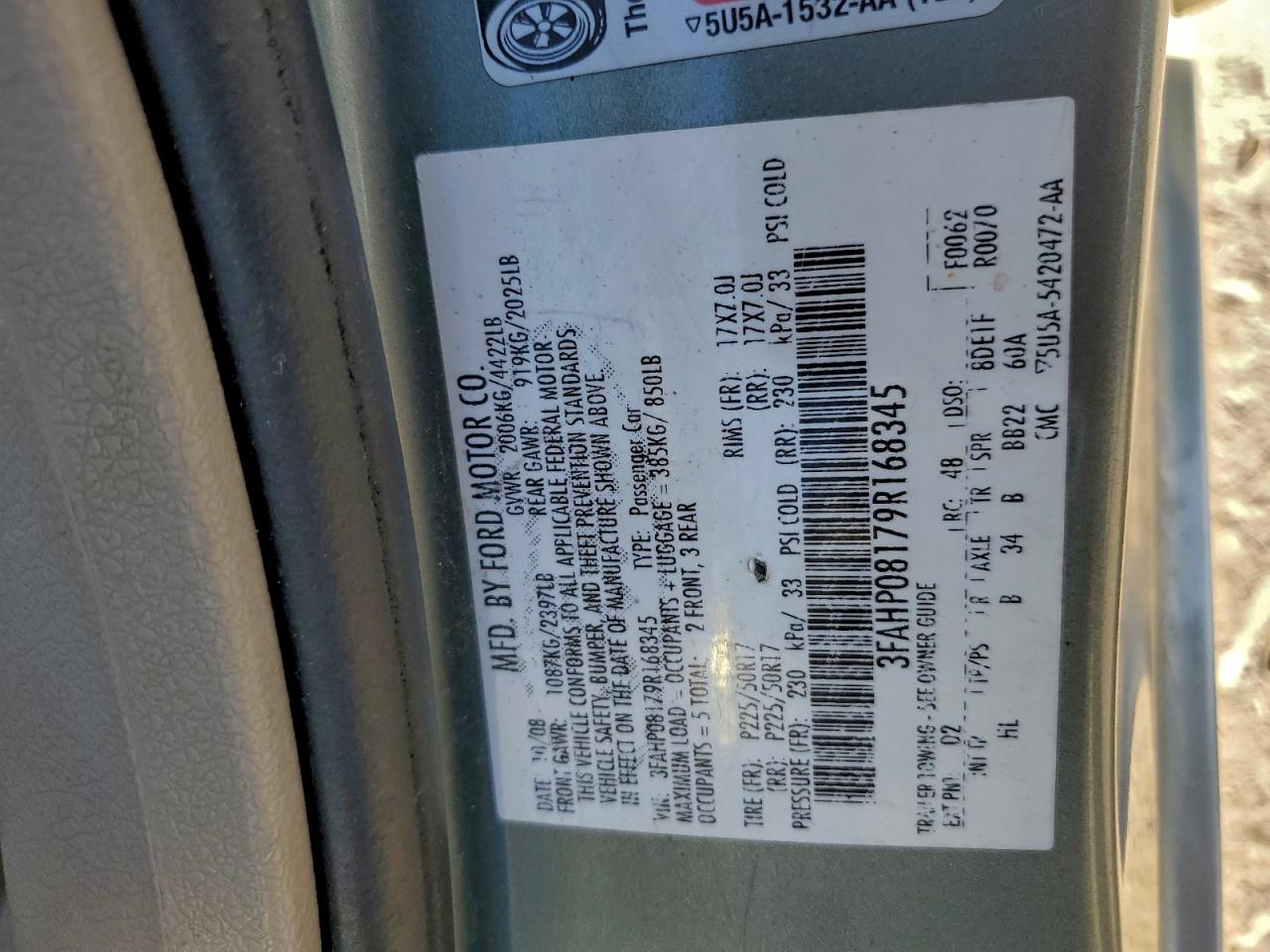 2009 FORD FUSION photo 23
