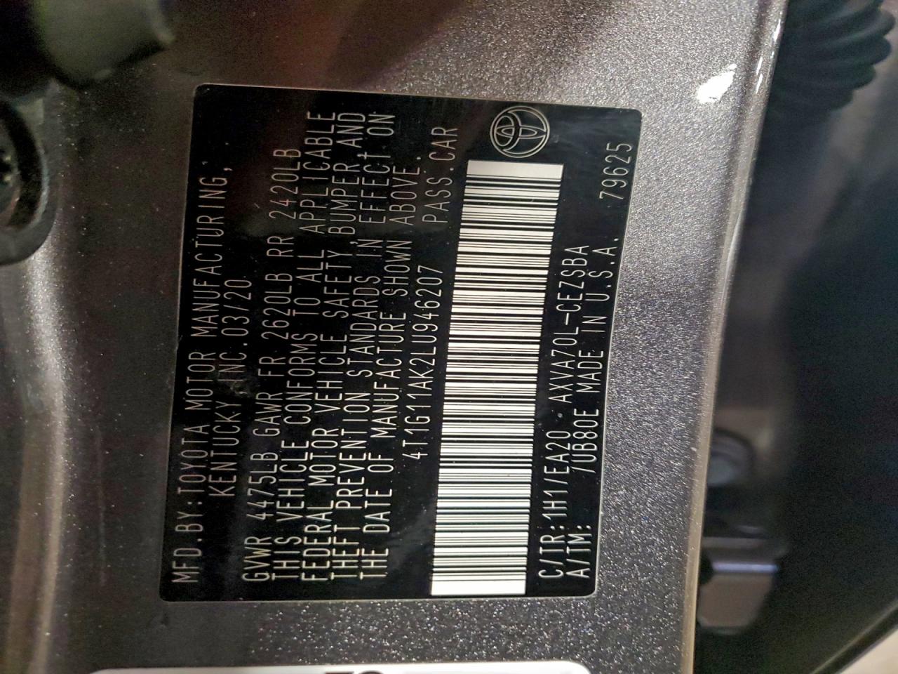 2020 TOYOTA CAMRY SE photo 12
