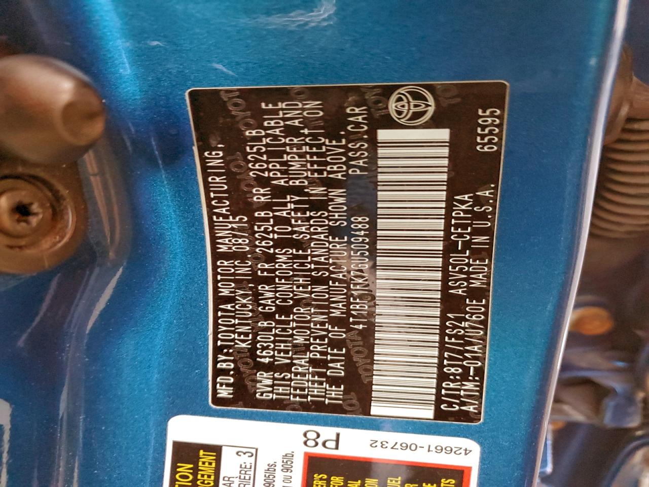 2016 TOYOTA CAMRY LE photo 12