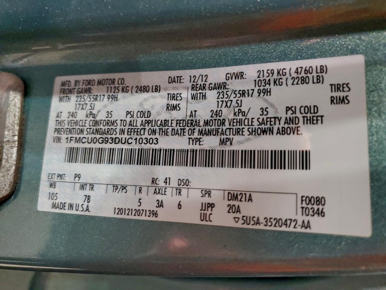 2013 FORD ESCAPE SE photo 13