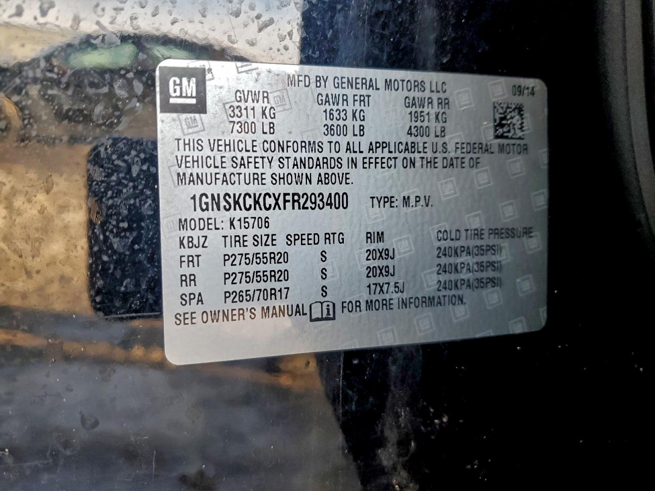 2015 CHEVROLET TAHOE K1500 LTZ photo 27