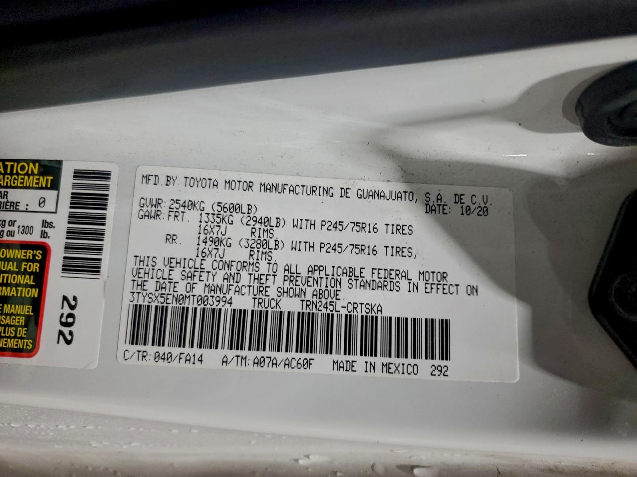 2021 TOYOTA TACOMA ACCESS CAB photo 12