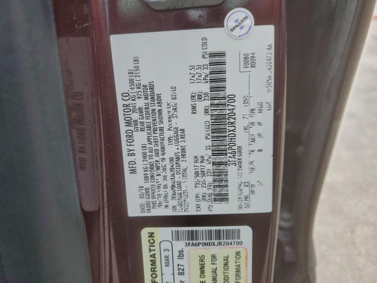 2018 FORD FUSION SE photo 12