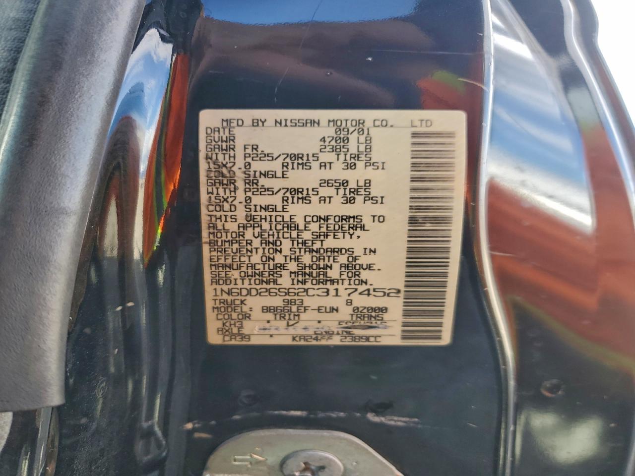 2002 NISSAN FRONTIER KING CAB XE photo 13