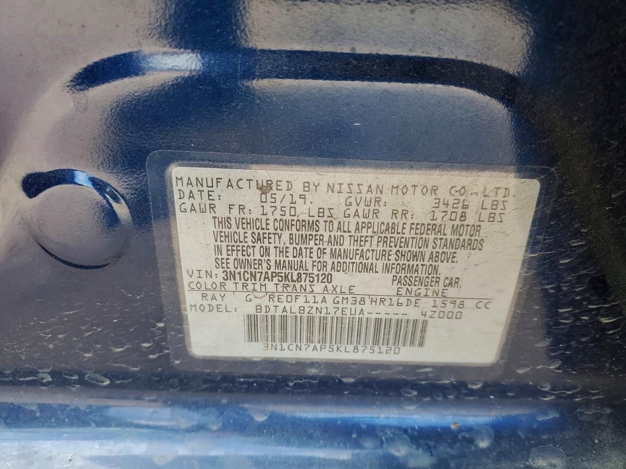 2019 NISSAN VERSA S photo 37