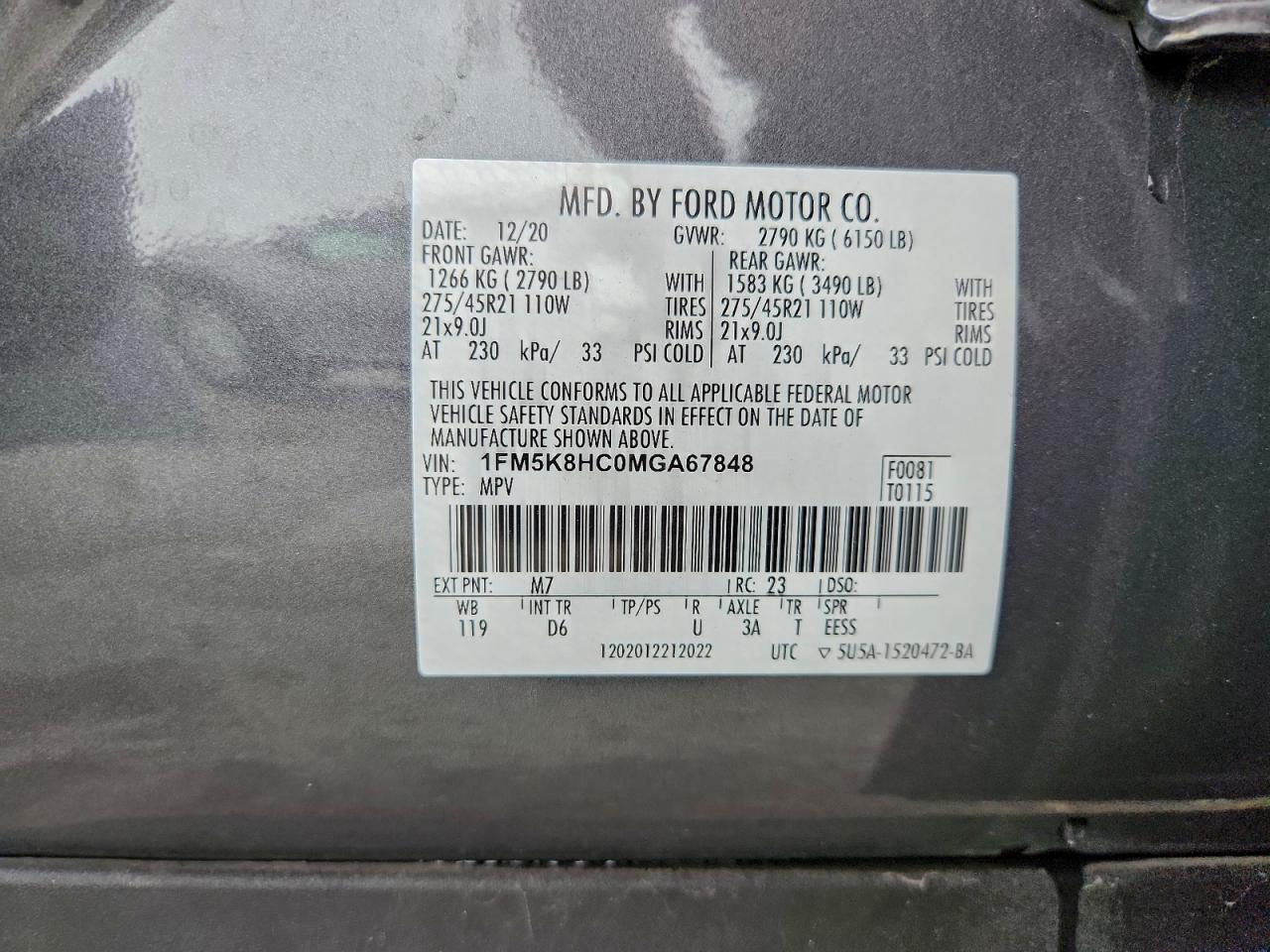 2021 FORD EXPLORER PLATINUM photo 13