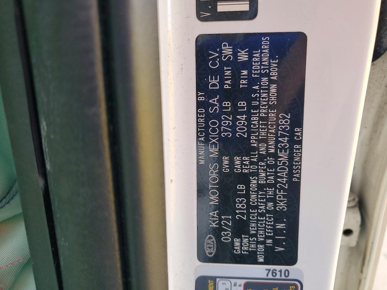 2021 KIA FORTE FE photo 13