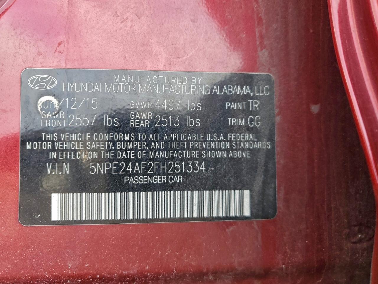 2015 HYUNDAI SONATA SE photo 12