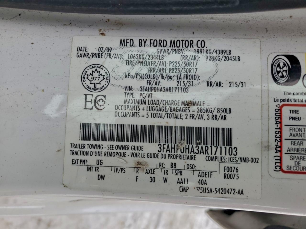 2010 FORD FUSION SE photo 13
