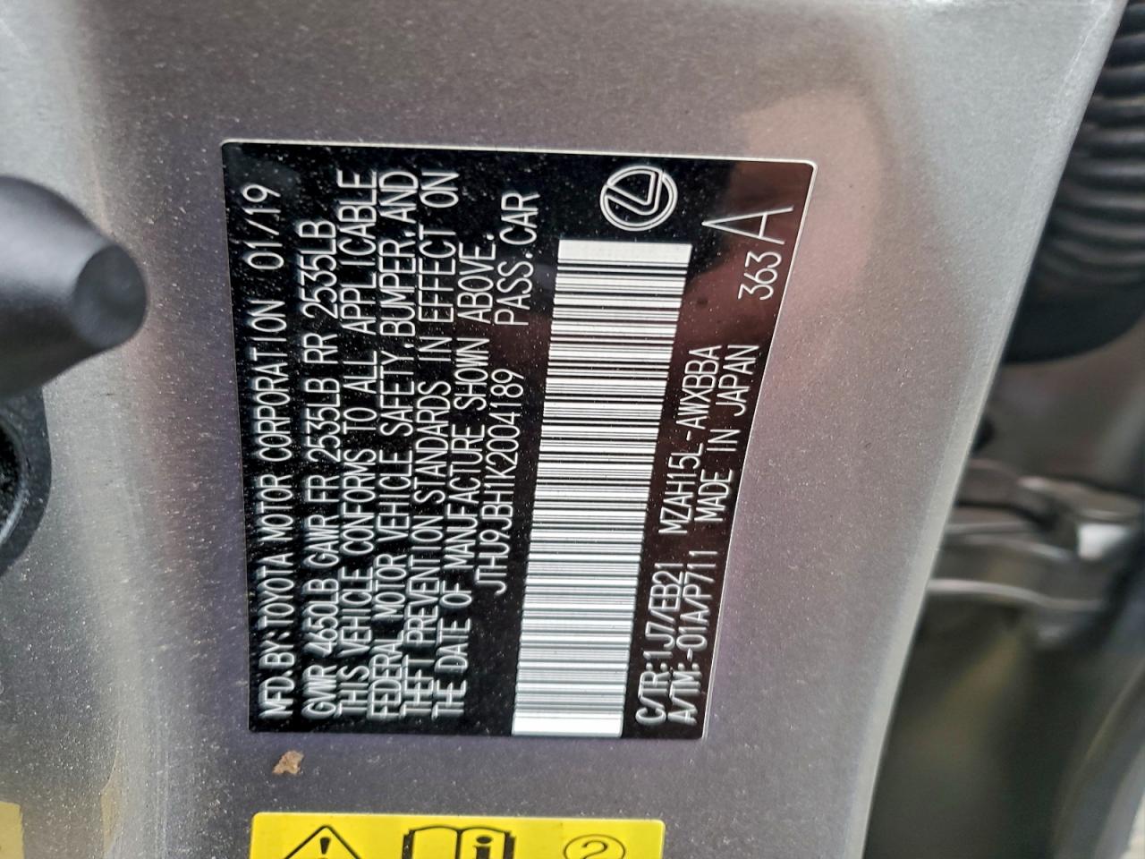 2019 LEXUS UX 250H photo 13