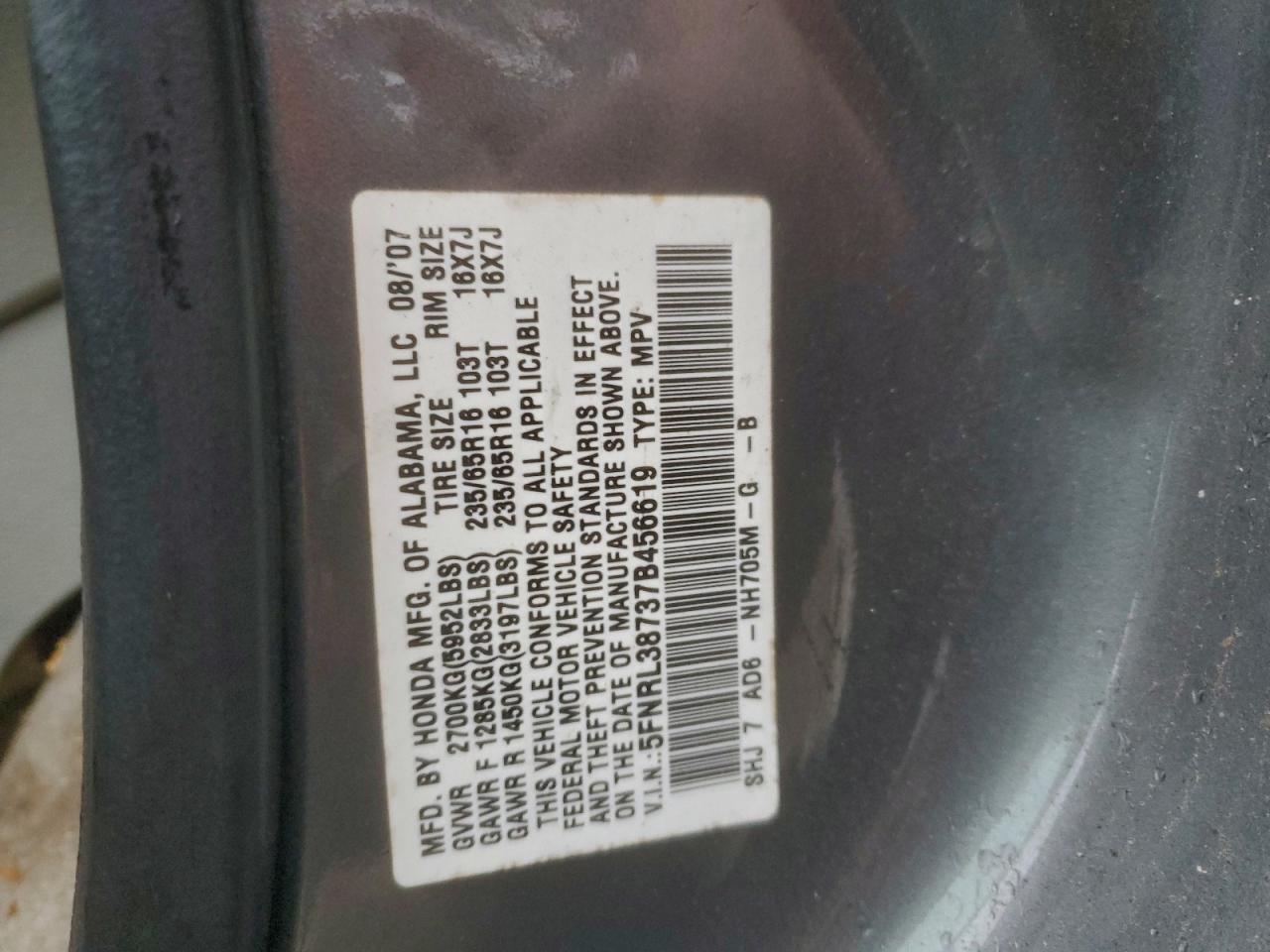 2007 HONDA ODYSSEY EXL photo 13