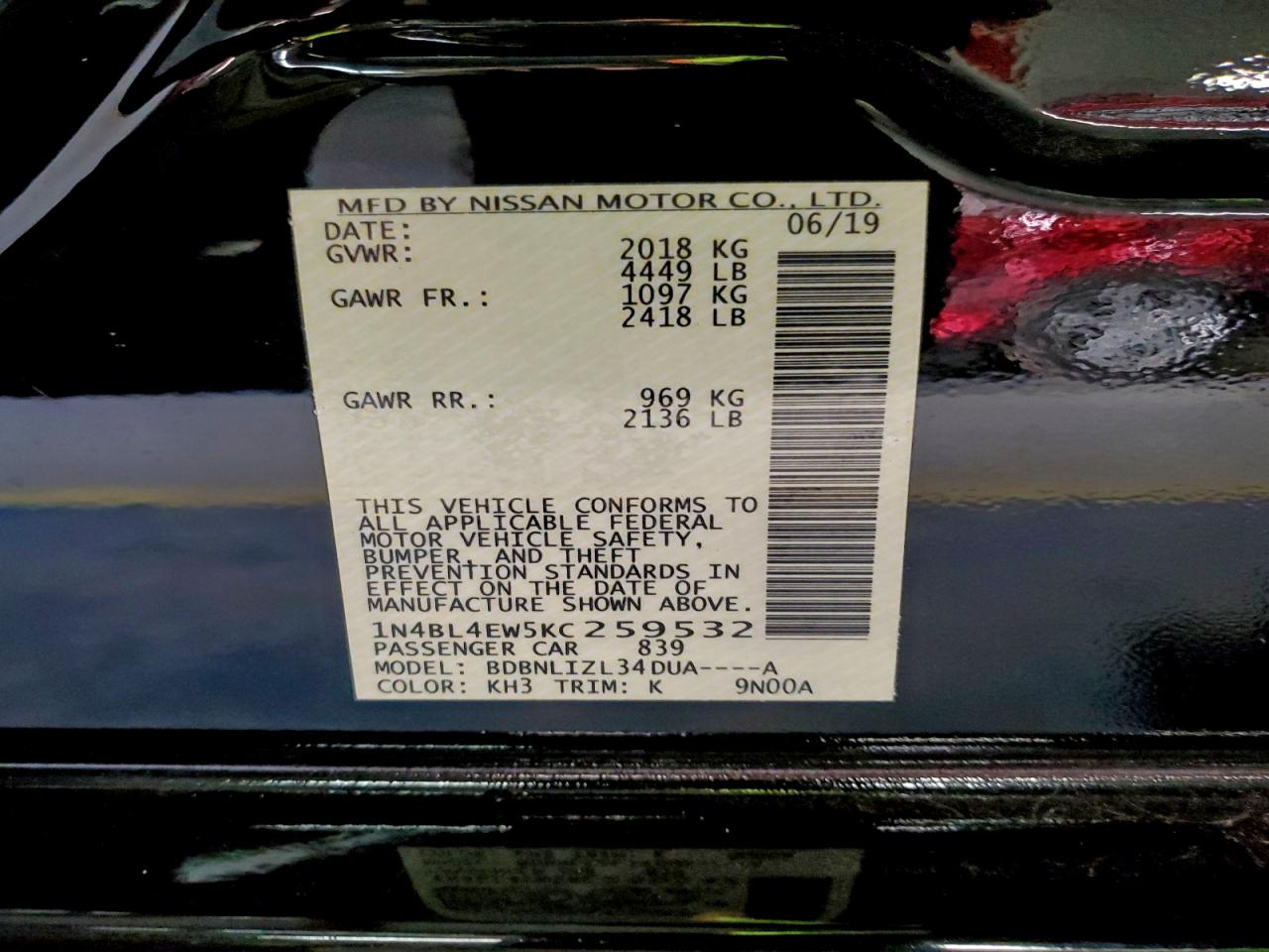 2019 NISSAN ALTIMA SL photo 12