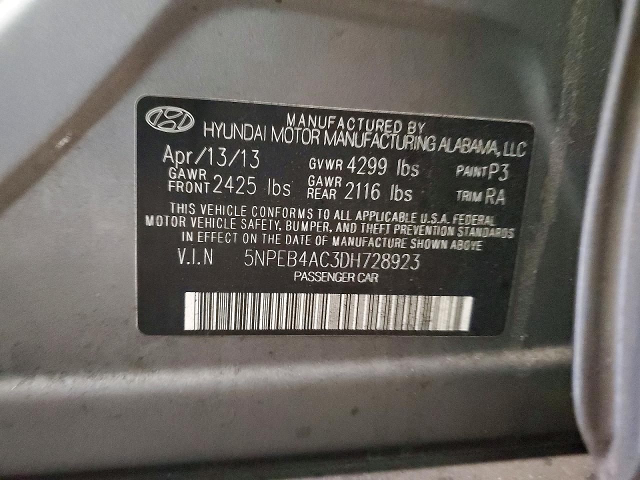 2013 HYUNDAI SONATA GLS photo 13