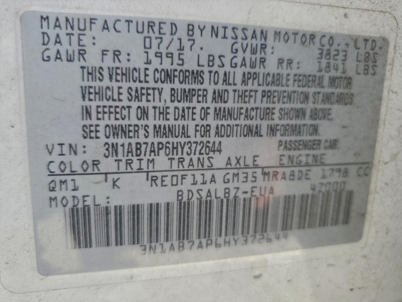 2017 NISSAN SENTRA S photo 12