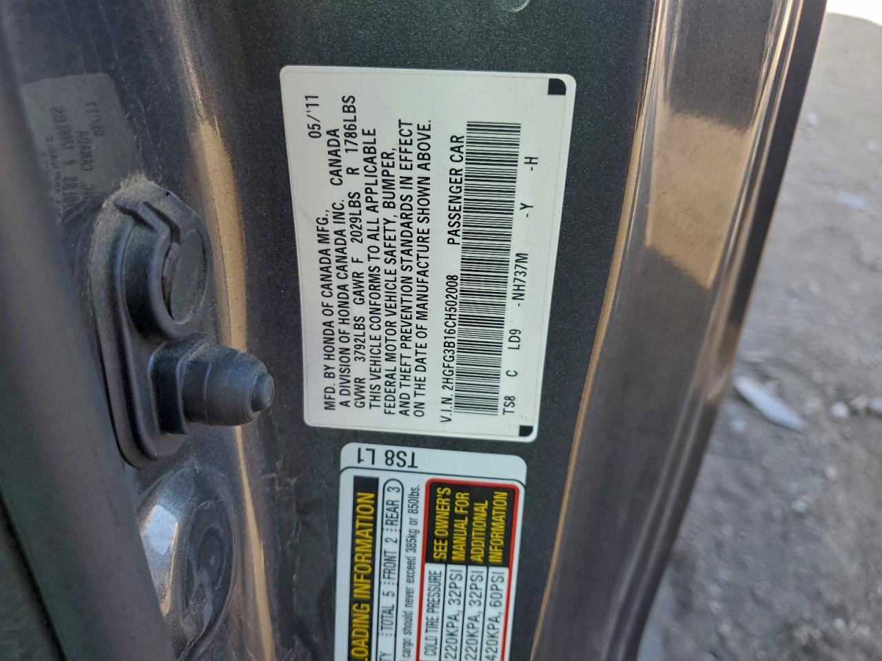 2012 HONDA CIVIC EXL photo 12