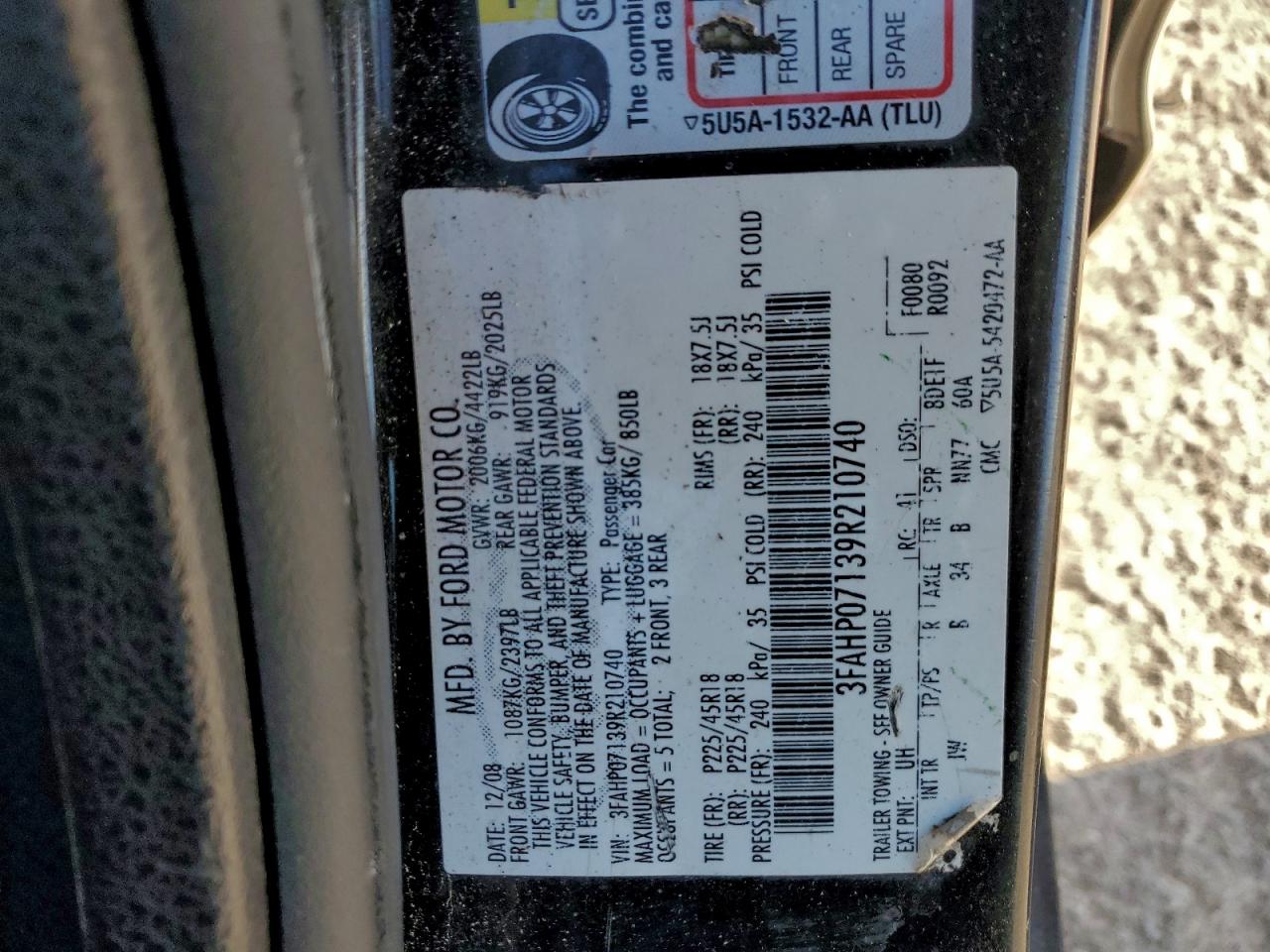 2009 FORD FUSION SE photo 13