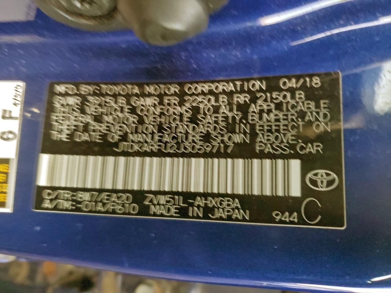 2018 TOYOTA PRIUS photo 12