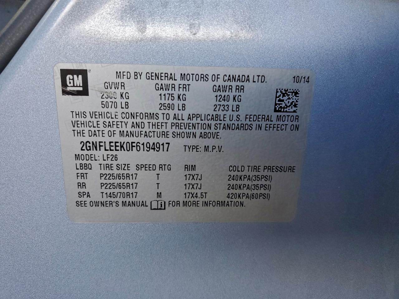 2015 CHEVROLET EQUINOX LS photo 12