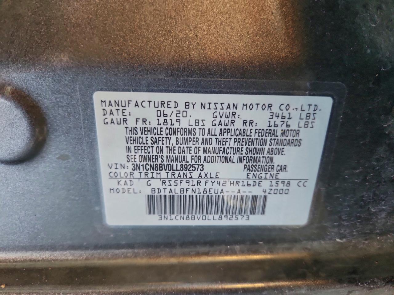 2020 NISSAN VERSA S photo 12