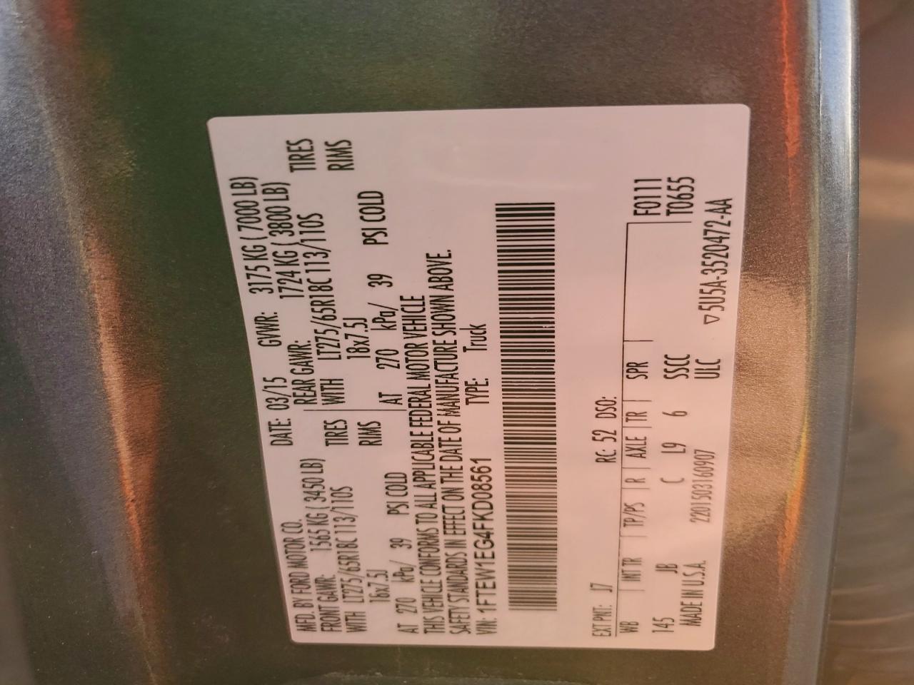 2015 FORD F150 SUPERCREW photo 12