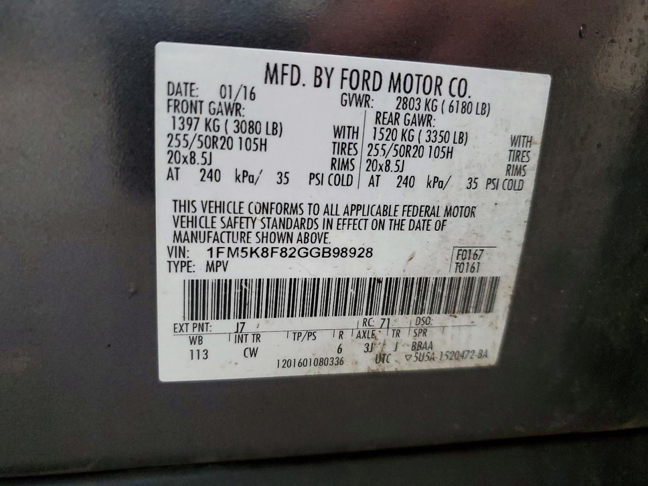 2016 FORD EXPLORER LIMITED photo 13