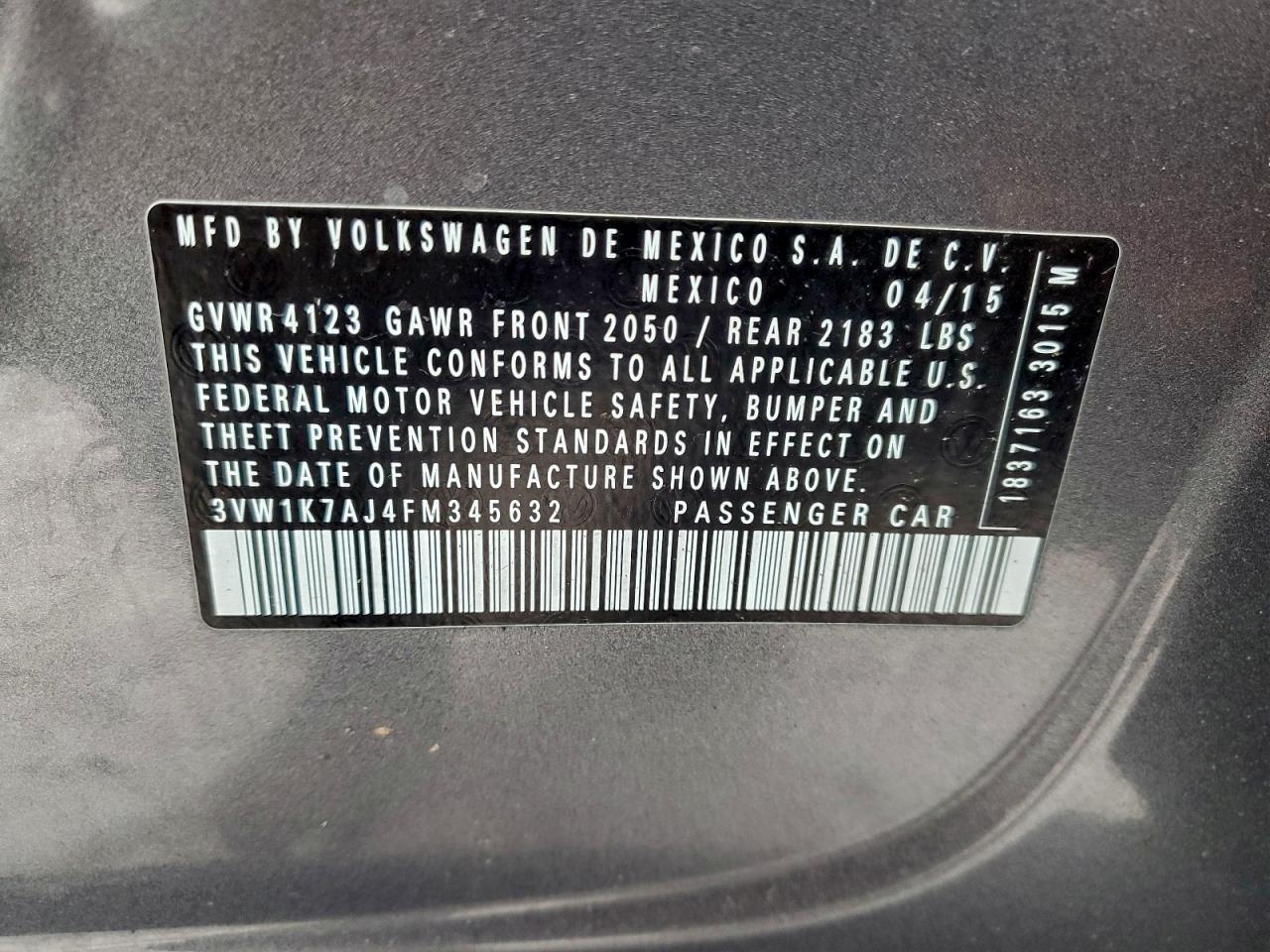 2015 VOLKSWAGEN JETTA BASE photo 12