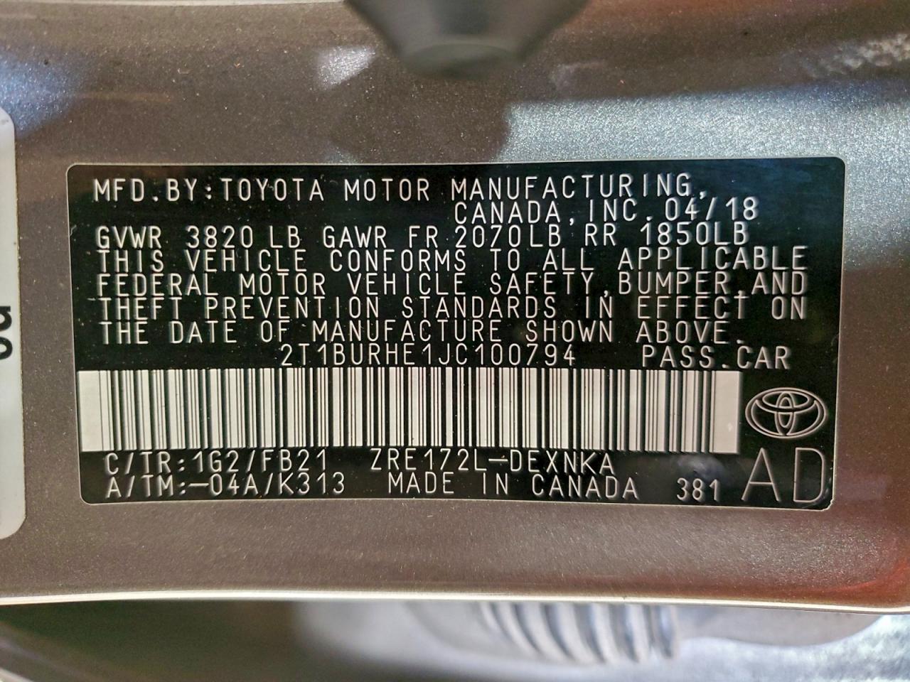 2018 TOYOTA COROLLA L photo 13