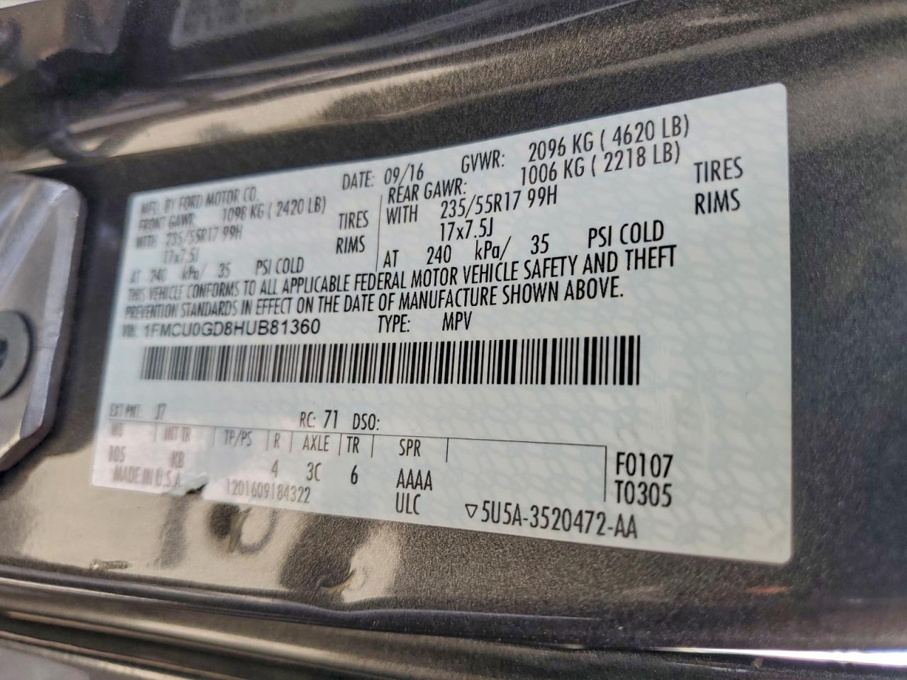 2017 FORD ESCAPE SE photo 25