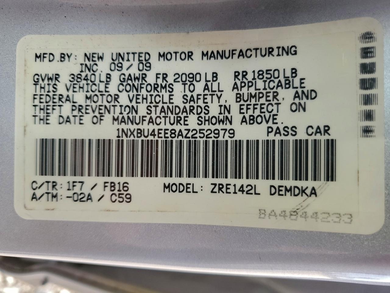 2010 TOYOTA COROLLA BASE photo 13