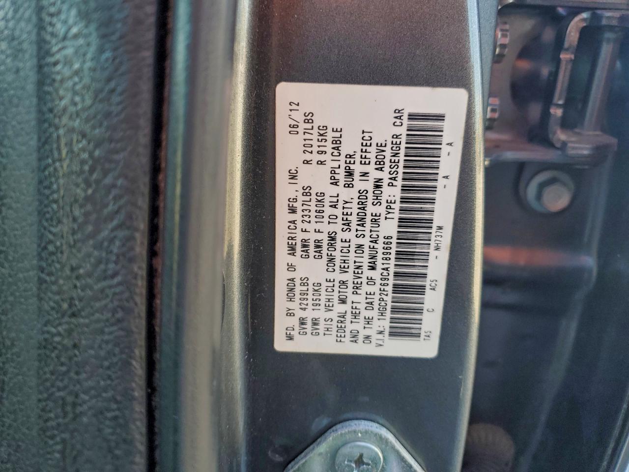 2012 HONDA ACCORD SE photo 13
