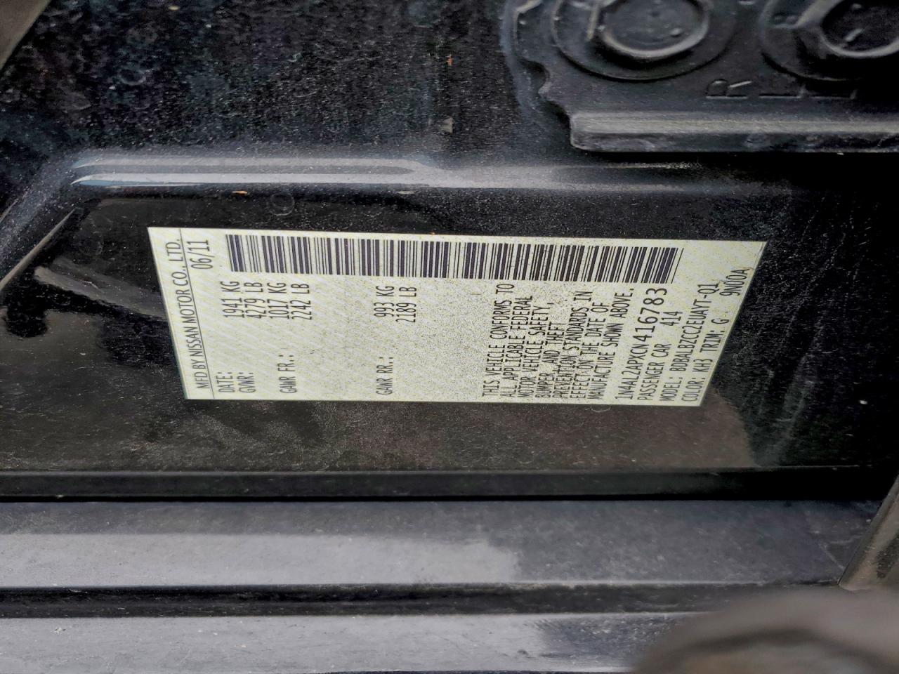 2012 NISSAN ALTIMA BASE photo 12